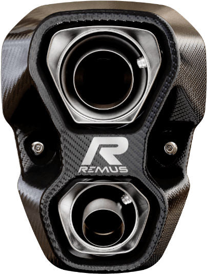 8.2レーシングスリップオンスポーツマフラー（カーボンヒートプロテクションシールド付）ステンレスブラックコーティング、8.2接続チューブ（カーボンヒートシールド付）、ステンレスブラック