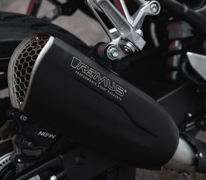 スリップオンNXTスポーツマフラー、ステンレスブラック、取り外し可能サウンドインサート付、ステンレス接続管、ECEタイプ承認含む