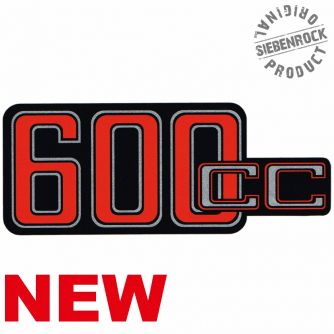 Siebenrock Sticker ''600Cc'' For Battery Cover   Red / Black On Silver | 4663051