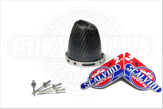 Scalvini / スカルビーニ カーボン ファイバーエンドキャップ + ステンレスバンド + リベット (125cc) | 006.004