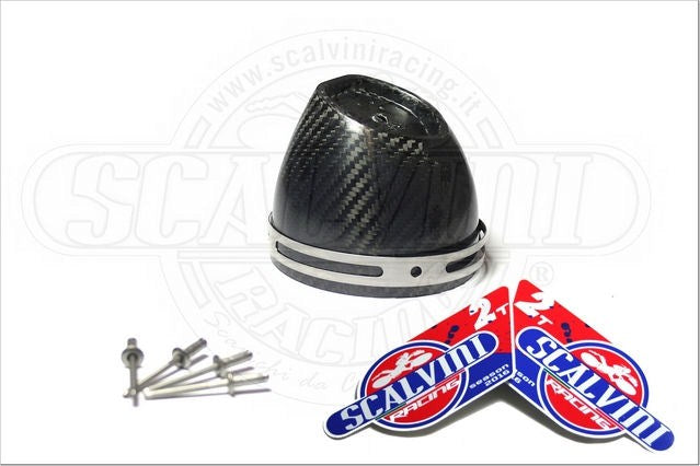 Scalvini / スカルビーニ カーボン ファイバーエンドキャップ + ステンレスバンド + リベット (250cc) | 006.005