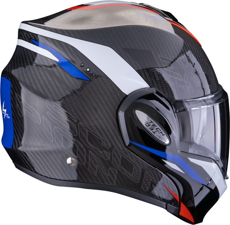 Scorpion Flip Up Helmet Exo-Tech Evo Carbon Rover Black-Red-Blue | 118-433-323
