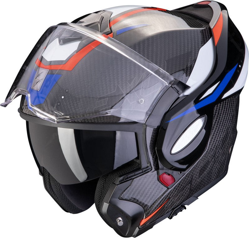 Scorpion Flip Up Helmet Exo-Tech Evo Carbon Rover Black-Red-Blue | 118-433-323