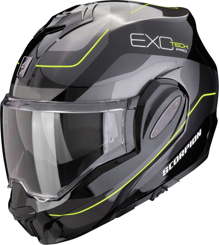 Scorpion Flip Up Helmet Exo-Tech Evo Pro Commuta Black-Silver-Yellow | 119-435-325