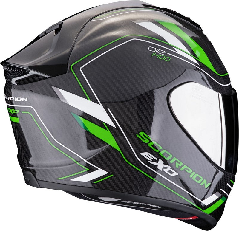 Scorpion Full Face Helmet Exo 1400 Evo 2 Carbon Air Mirage Black-Green | 140-440-69