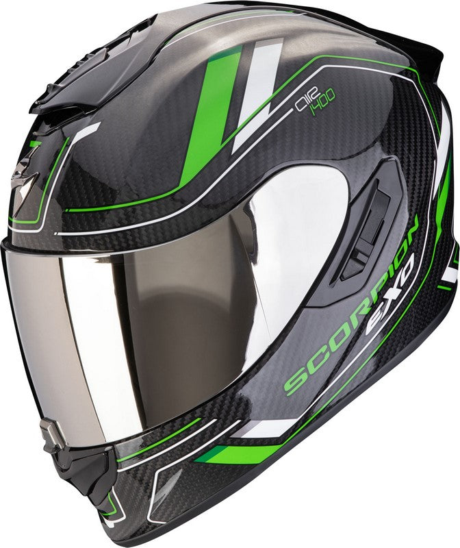 Scorpion Full Face Helmet Exo 1400 Evo 2 Carbon Air Mirage Black-Green | 140-440-69