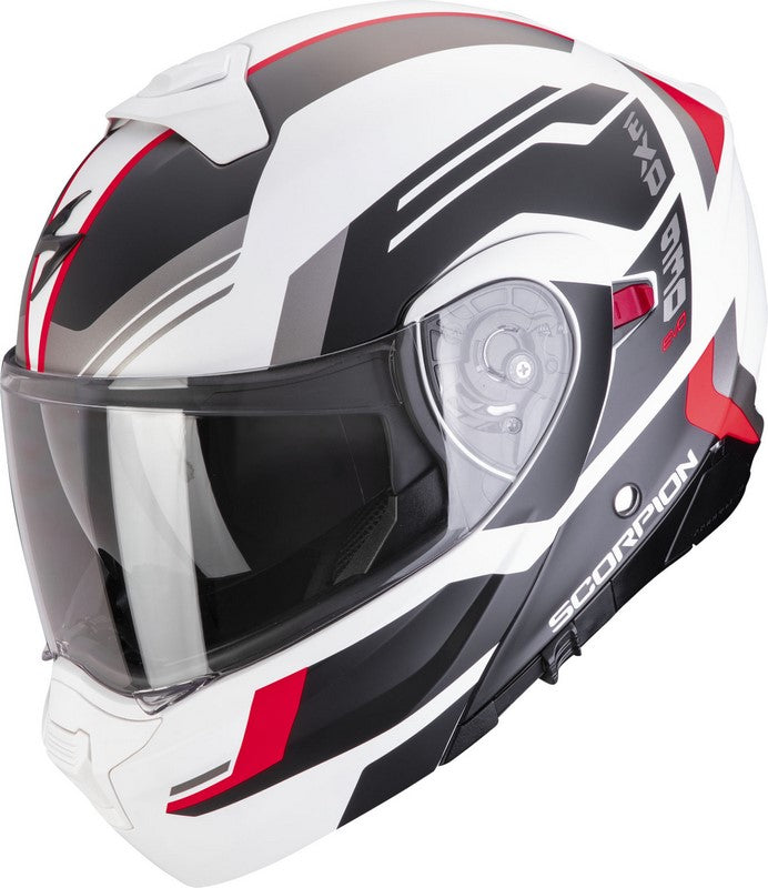 Scorpion Modular Helmet Exo 930 Evo Sikon Mattwhite-Black-Red | 194-428-292