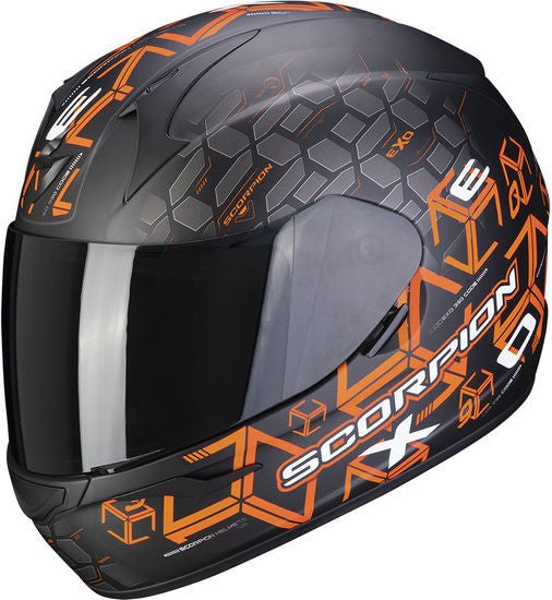 Scorpion / スコーピオン Exo フルフェイスヘルメット 390 Cube ブラックオレンジ | 39-356-168