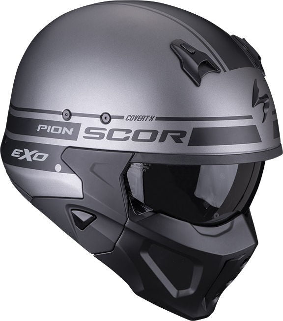 Scorpion / スコーピオン Exo モジュラーヘルメット Covert X Tussle シルバー マットブラック 2XL | 86-395-232