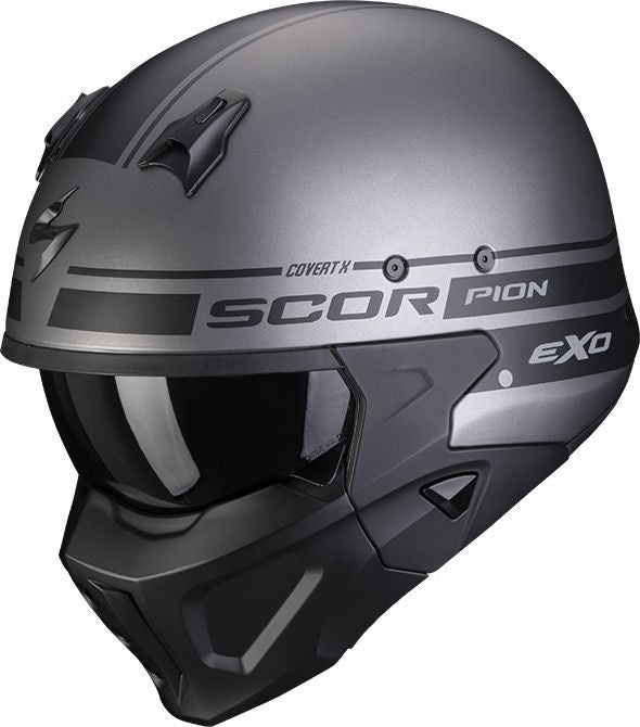 Scorpion / スコーピオン Exo モジュラーヘルメット Covert X Tussle シルバー マットブラック S | 86-395-232