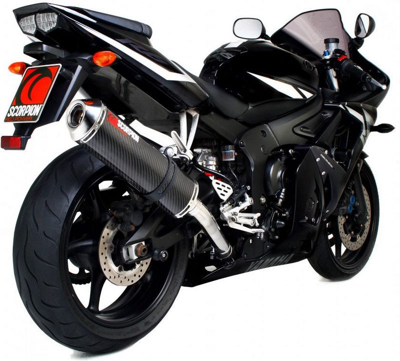 Scorpion / スコーピオンエキゾースト Factory オーバルスリップオン カーボンファイバースリーブ eマーク Yamaha YZF R6 03-05 2003 - 2005 | EYA68CEO