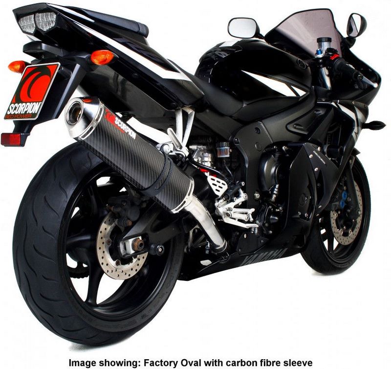 Scorpion / スコーピオンエキゾースト Factory ラウンドスリップオン ステンレススリーブ eマーク Yamaha YZF R6 03-05 2003 - 2005 | EYA68SEM