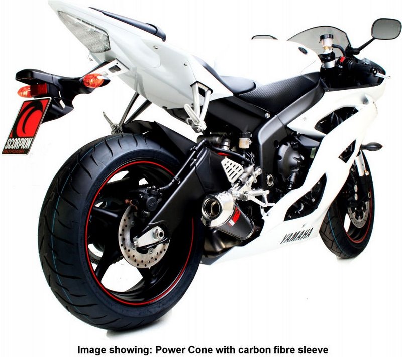 Scorpion / スコーピオンエキゾースト Power Cone (パワーコン)  スリップオン ステンレススリーブ eマーク Yamaha YZF R6 06-Current 2006 | EYA73SEO