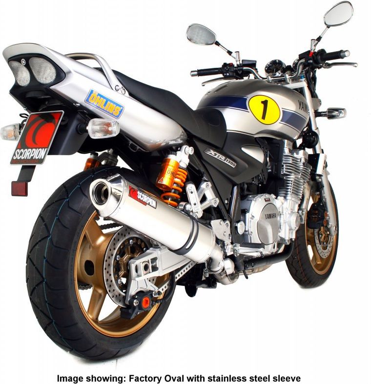 Scorpion / スコーピオンエキゾースト Factory ラウンドスリップオン ステンレススリーブ eマーク Yamaha XJR 1300 07-Current 2007 - 2 | EYA80SEM