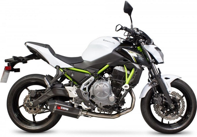 Scorpion / スコーピオンエキゾースト Serket フルシステム カーボンファイバースリーブ Kawasaki Z650 2017 - 2018 | RKA117SYSCEO