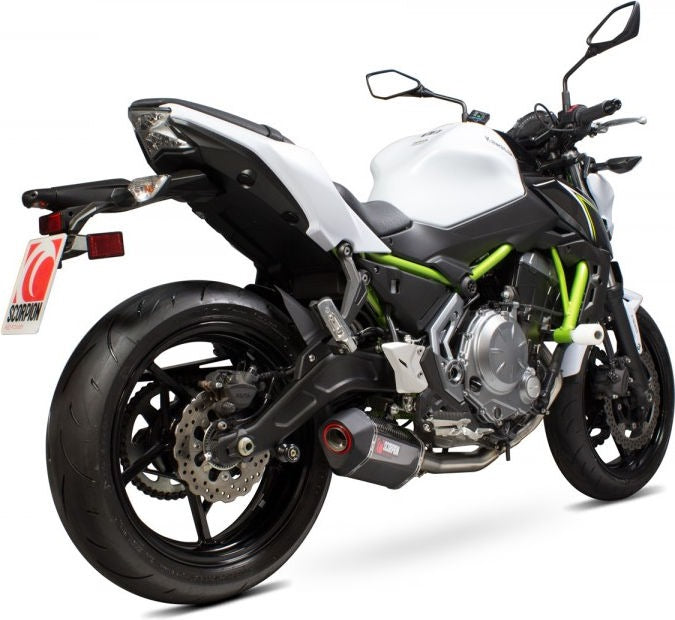 Scorpion / スコーピオンエキゾースト Serket フルシステム カーボンファイバースリーブ Kawasaki Z650 2017 - 2018 | RKA117SYSCEO
