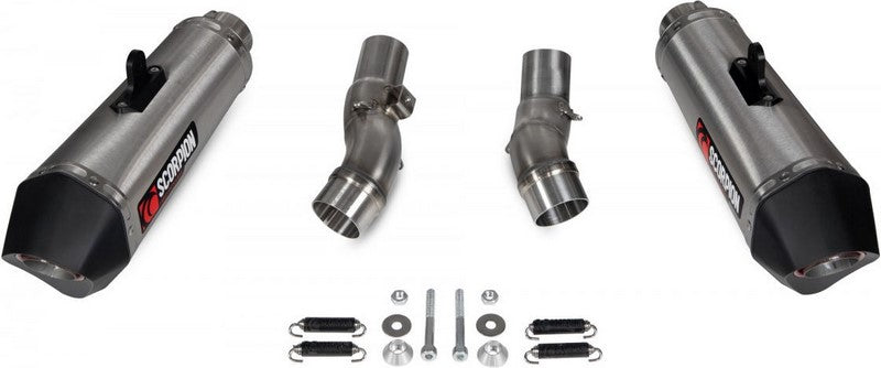 Scorpion / スコーピオンマフラー Serket Taper スリップオン (ペア) ステンレス スリーブ ブラッシュ仕上げ (非EU認証) | RKA131SEO