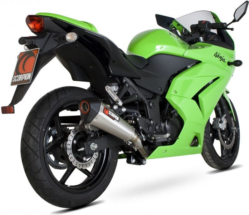Scorpion / スコーピオンエキゾースト Serket （Taper）テーパースリップオン ステンレススリーブ eマーク Kawasaki Ninja 250R 2008 - 20 | RKA84SEO