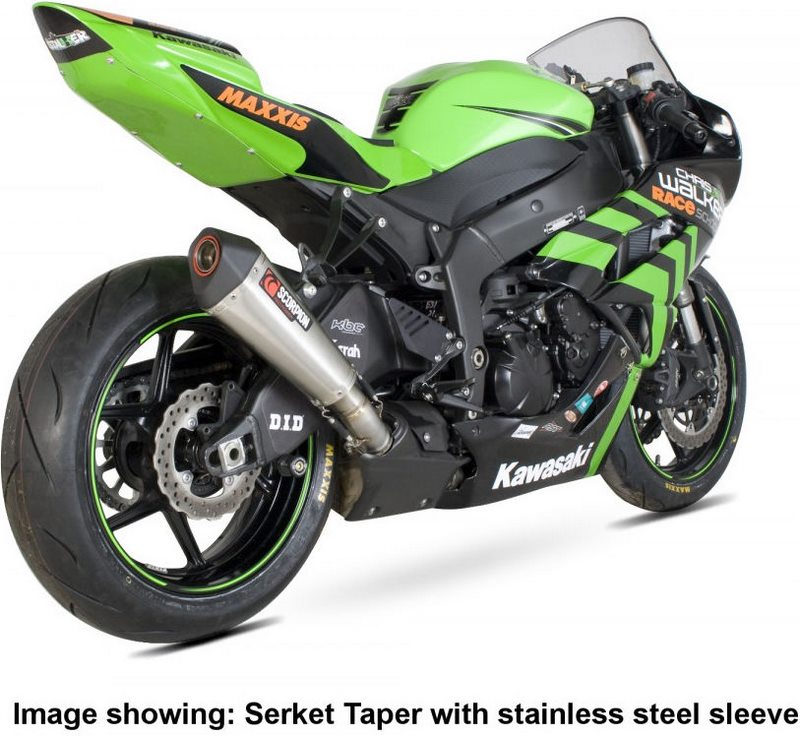 Scorpion / スコーピオンエキゾースト Serket （Taper）テーパースリップオン チタンスリーブ eマーク Kawasaki Ninja ZX-6R 09-12 2009 | RKA85TEO