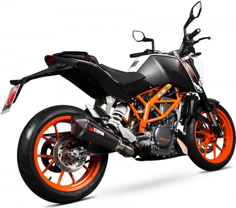 Scorpion / スコーピオンエキゾースト Serket テーパー 3/4 システム カーボンファイバースリーブ KTM Duke 390 2013 - 2016 | RKT81CEO