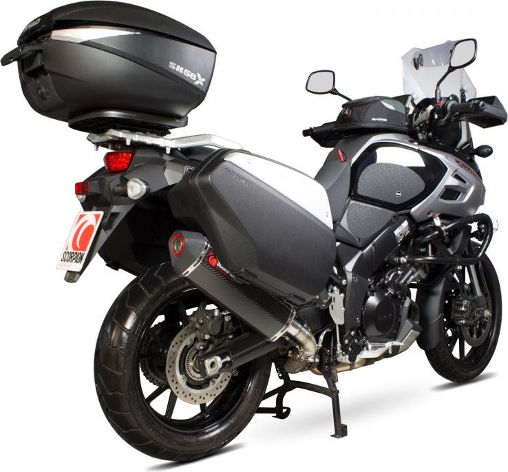 Scorpion / スコーピオンエキゾースト Serket スリップオン カーボンファイバースリーブ eマーク Suzuki V-Strom 1000 2014 - 201 | RSI115CEO