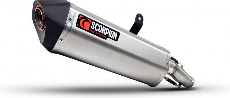 Scorpion / スコーピオンマフラー Serket Parallel Slip-on Brushed Stainless Steel Sleeve. Fits with panniers | RTR90SEO