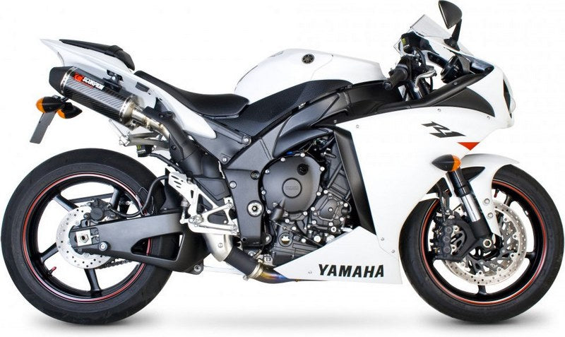 Scorpion / スコーピオンエキゾースト Serket スリップオン (ペア) カーボンファイバースリーブ eマーク Yamaha YZF 1000 R1 2009 - | RYA85CEO