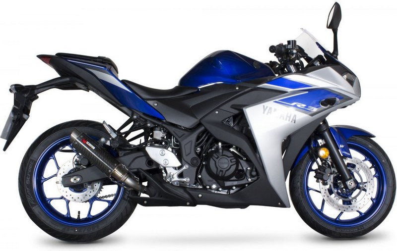 Scorpion / スコーピオンエキゾースト RP1-GP スリップオン カーボンファイバースリーブ eマーク Yamaha YZF R3 / R25 2014 - 2016 | YA1001CEM