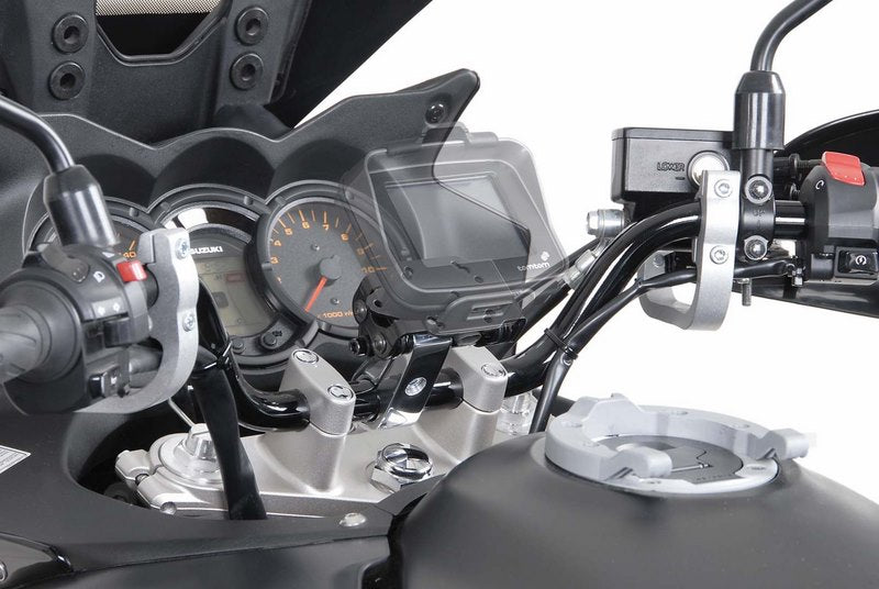 SW-MOTECH / SWモテック GPS マウント + ハンドルバー  クランプ Ø 28 mm ハンドルバー . バイブレーションダンプ. シルバー | GPS.00.308.10201/S