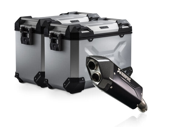 SW MOTECH / SWモテック TRAX ADV アルミケースシステム + アクラポビッチサイレンサー シルバー 45/45 l. BMW R 1300 GS (23-). | KFT.07.975.72001/S