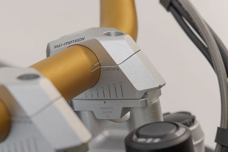 SW-MOTECH / SWモテック Bar back variable for Ø32 handlebars. H=32mm. Back 5/10/15/20/25/30 mm. Silver | LEH.00.039.32000/S