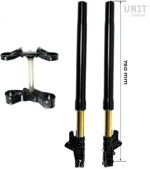 Unitgarage / ユニットガレージ Ohlins USD fork kit LOW + Unitgarage / ユニットガレージ triple clamp | 2904black-Low