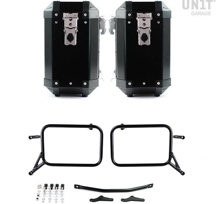 Unitgarage / ユニットガレージ Pair of aluminium Panniers Atlas 40L+40L with Subframes R & GS | 2xAL1-BL-1528