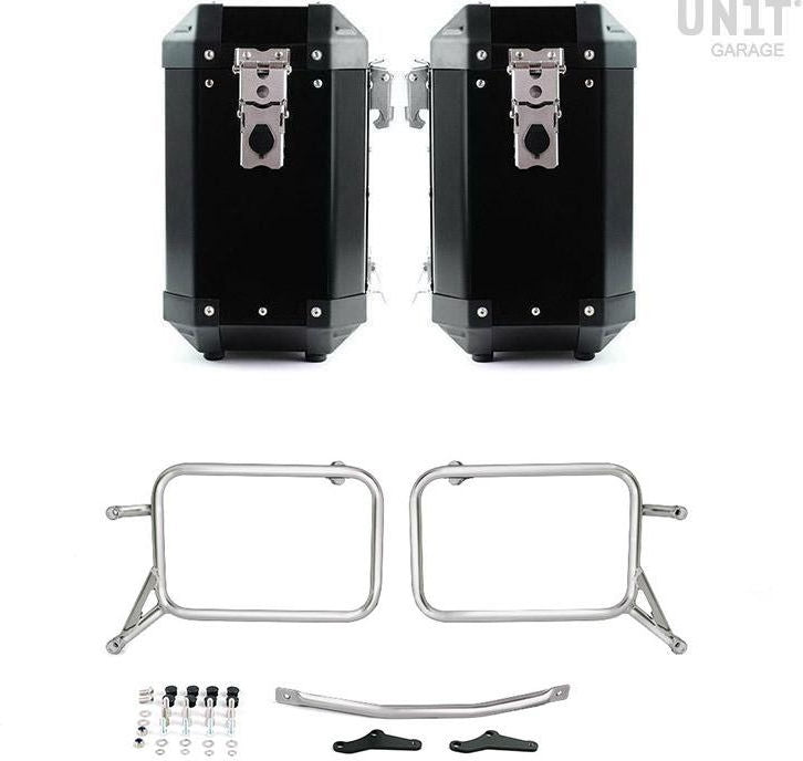 Unitgarage / ユニットガレージ Pair of aluminium Panniers Atlas 40L+40L with Subframes R & GS | 2xAL1-BL-1528