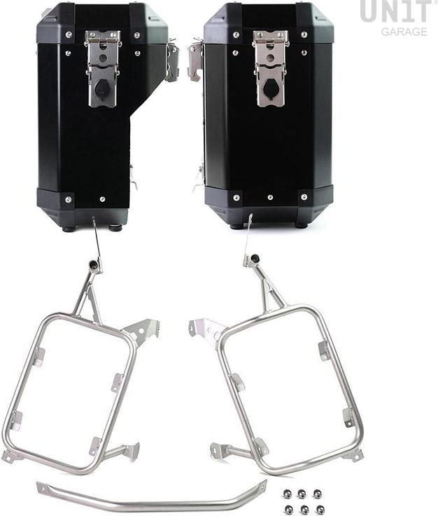 Unitgarage / ユニットガレージ Pair of aluminium Panniers Atlas 40L+34L with Subframes R1200GS LC - R1250GS & ADV | AL1C-BL-1927