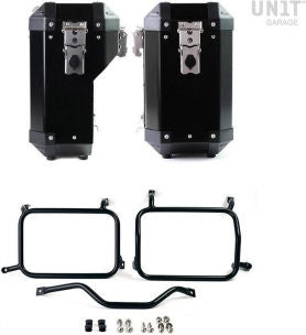 Unitgarage / ユニットガレージ Pair of aluminium Panniers Atlas 40L+34L with Inox Subframe HD Pan America | AL1C-BL-3306-BL