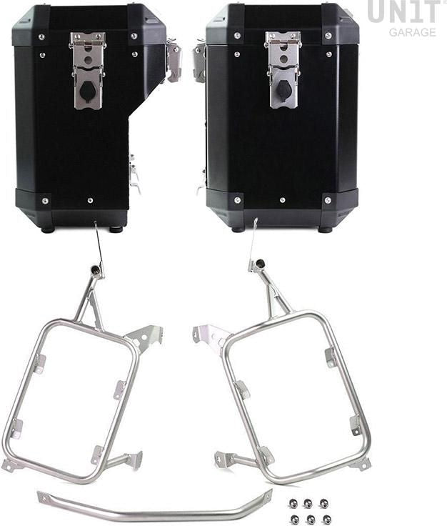 Unitgarage / ユニットガレージ Pair of aluminium Panniers Atlas 47L+41L with Subframes R1200GS LC - R1250GS & ADV | AL2C-BL-1927