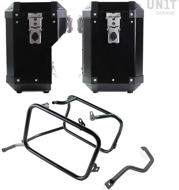 Unitgarage / ユニットガレージ Pair of aluminium Panniers Atlas 47L+41L with Triumph 1200 XC & XE frame | AL2C-BL-3106