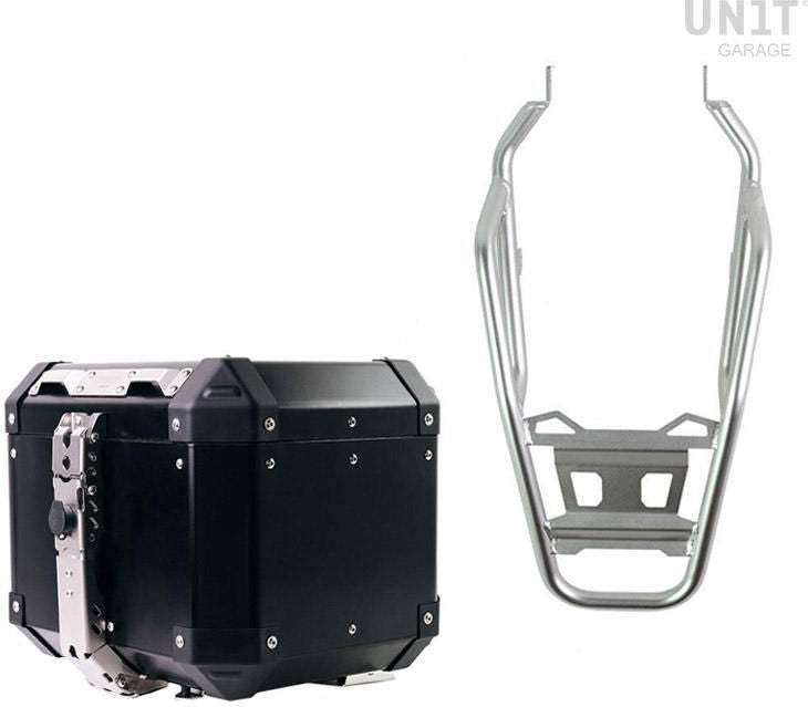 Unitgarage / ユニットガレージ Atlas 36L Aluminum Top Case + Rear luggage rack with passenger grip | AL4-BL-3104