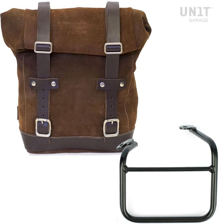 Unitgarage / ユニットガレージ Waxed Suede Side Pannier + Left frame for Ducati Scrambler 1100 with double exhaust on the right | U002-1009SX