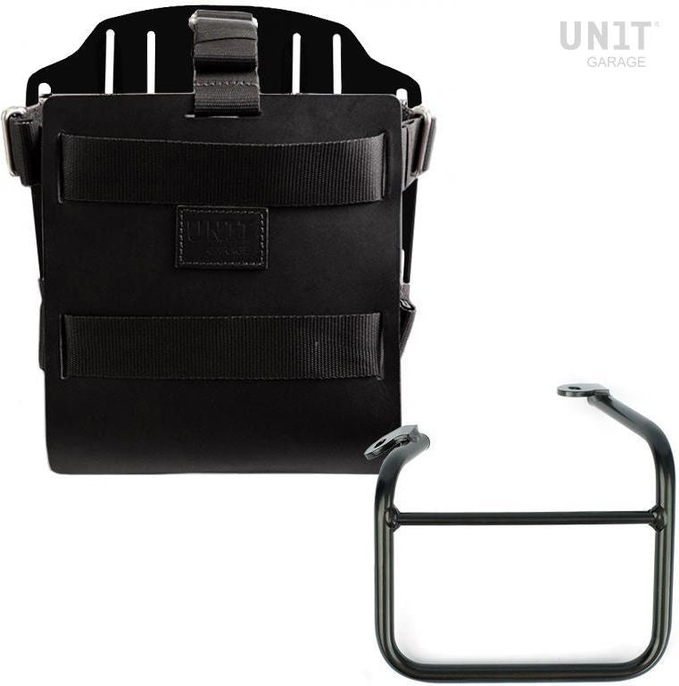 Unitgarage / ユニットガレージ Carrying system in aluminum with adjustable leather front  Quick Release System and frame Scrambler 1100 with double exhaust on the right | U085-U000-1009SX