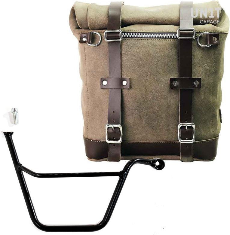 Unitgarage / ユニットガレージ Waxed suede side pannier Scram 22L-30L + Right Subframe Triumph T100 Bonneville (2001-2016) | U202-1005DX