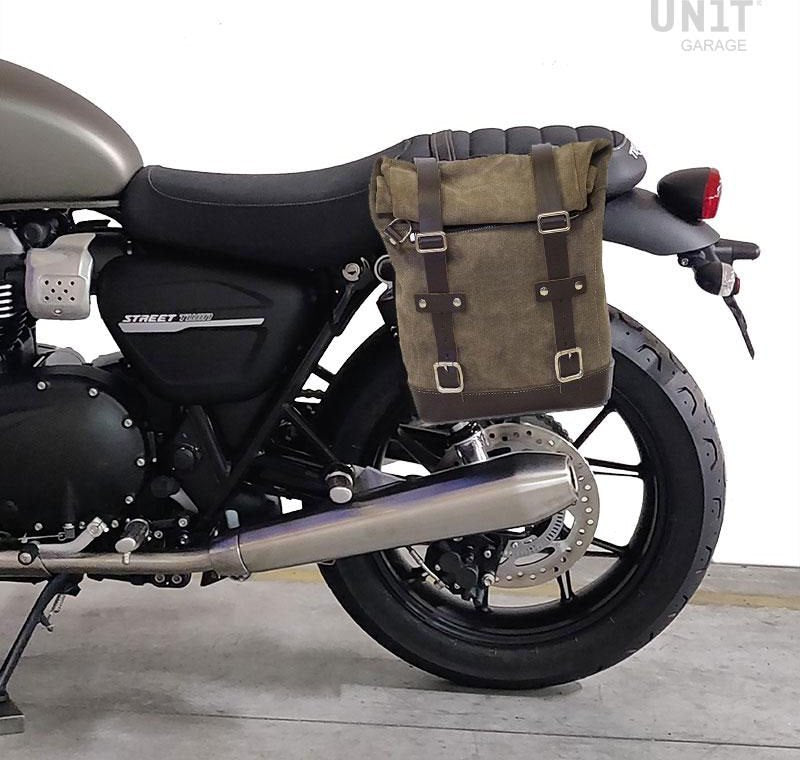Unitgarage / ユニットガレージ Waxed suede side pannier Scram 22L-30L + Left Subframe Triumph Street Twin 900 SX (2016 until now) | U202-1017SX