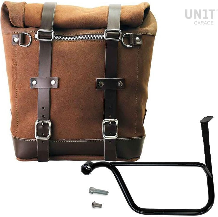 Unitgarage / ユニットガレージ Waxed suede side pannier Scram 22L-30L + Left Subframe Triumph Thruxton & Thruxton R 1200 (2016 until now) | U202-1020SX