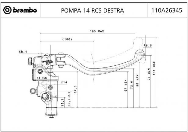 Brembo / ブレンボ ラジアル ブレーキポンプ 14 RCS 右 | 110A26345