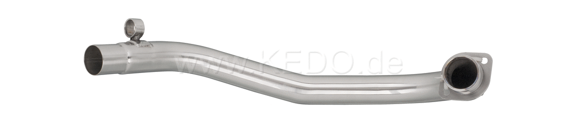 Kedo header pipe 'sweptback', Brushed Stainless Steel (d. = 44 / 41.5mm including HD-Flange, Lower Mounting Spot and lambda sensor thread (Top)) | 92061BR