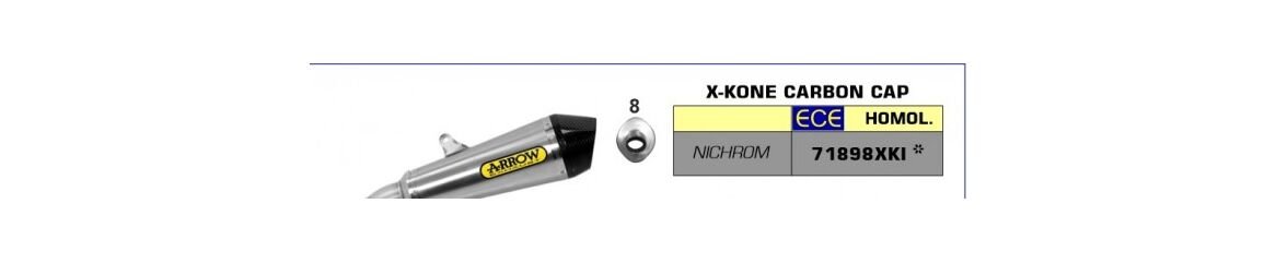 ARROW / アロー KAWASAKI ZX-6R 636 '19 eマーク認証 X-KONE ニクロム サイレンサー カーボンエンドキャップ付 + ウェルデッド リンクパイプ | 71898XKI