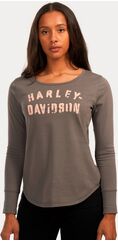 Harley-Davidson Women'S Stencil Long Sleeve Knit Top, Granite Grey | 96447-22VW