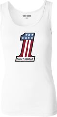 Harley-Davidson Women'S Ultra Classic #1 Race Ribbed Tank, Bright White | 99109-22VW