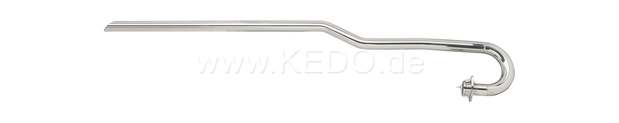 Kedo Scrambler header pipe, left / high, extended version of our header item 93613, for selfmade DIY, approx. 132cm length from bow, 38mm diameter | 91509